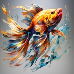 Fototapeta premium golden fish in the aquarium created with generative AI software