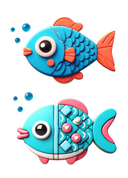 3D-rendered fish, showcasing playful details and presented in PNG format for versatile use. perfect for adding a splash of creativity to projects.