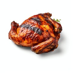 Super detailed realistic photo of grilled chicken on white background