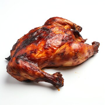 Super Detailed Realistic Photo Of Grilled Chicken On White Background