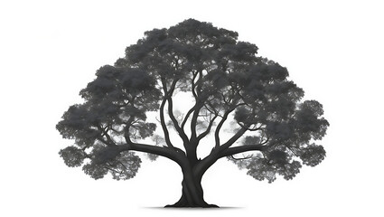 Flat design oak tree silhouette Ai Generated