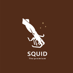 animal squid natural logo vector icon silhouette retro hipster	