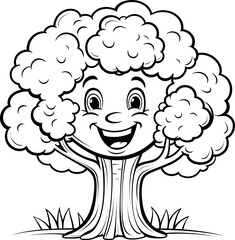 tree vector stock photo, black and white coloring page