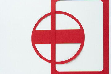 rectangle frame and circle with bar on white