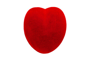 Red heart, velvet red jewelry box isolated on transparent background. Flat lay. Copy space for valentine day. PNG