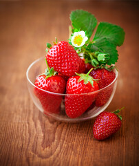 Fresh big strawberry on table