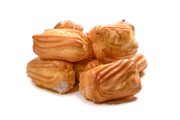 Sweet eclairs isolated on a white background.