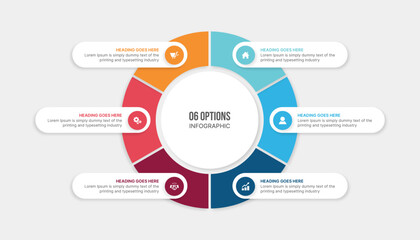 Six Options Circle Cycle Infographic Template Design
