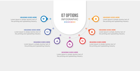 Seven Options Creative Circular Infographic Template Design