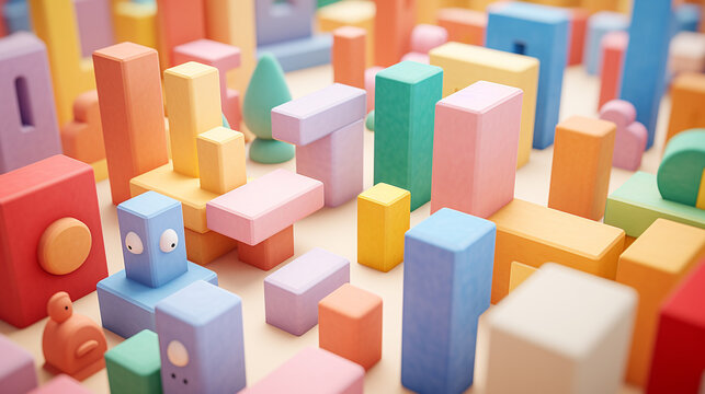 wooden toy blocks HD 8K wallpaper Stock Photographic Image 