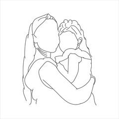 Mom and daughter Line art 