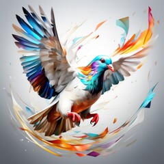 colorful background with bird pigeon created with generative AI software