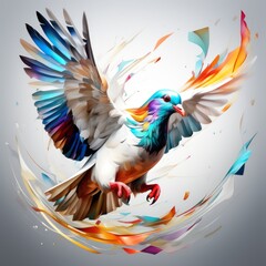 Fototapeta premium colorful background with bird pigeon created with generative AI software