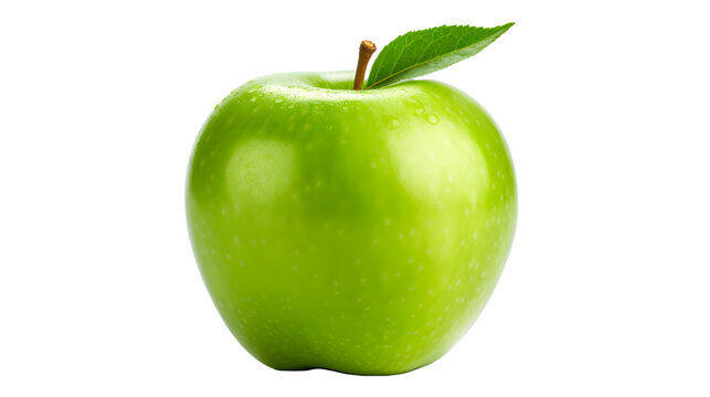 Green Juicy apple Placed on Transparent Background