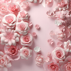  Spring pastel pink roses on background, for wedding day, engagement, greeting card, invite card for Valentine day.