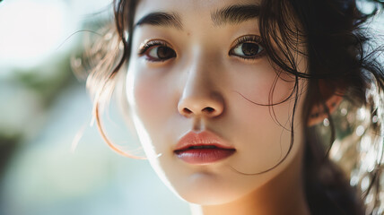 Portrait of beautiful Japaneses women. skincare concept. spa concept