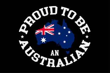 Vintage Proud to be an Australian Flag Australia Map T-Shirt Design
