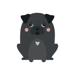 Cute black pug dog vector illustration
