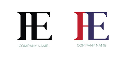 Minimal and unique FE letter logo for business and corporate identity and branding. FE logo for luxury elegant branding.