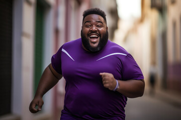 Active Brazilian Runner: Midsize Man in Purple