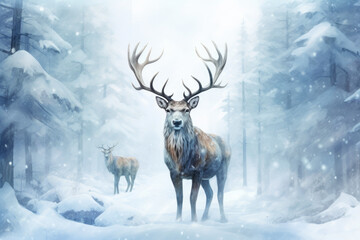 Frosty Majesty: Reindeer in Icy Wilderness