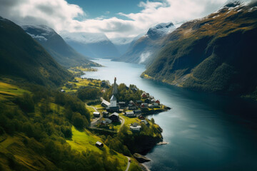 Geiranger Fjord Reflections in Tranquility - obrazy, fototapety, plakaty