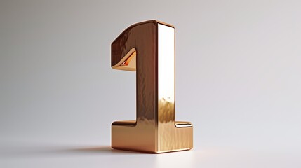 3d golden number 1 isolated on white background. Computer generated image.