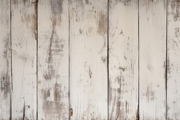 Distressed white painted wooden planks