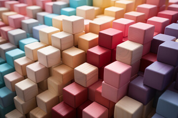 Multicolored 3D cubes in an array with soft lighting