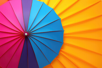 Bright colored background unfolded umbrella