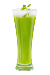1 Glass of green smoothie isolated on white  background