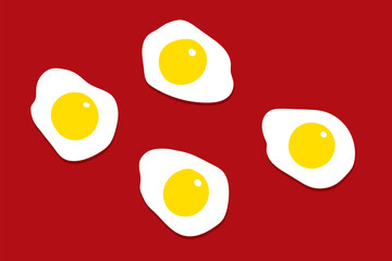 four pieces of broken eggs vector.