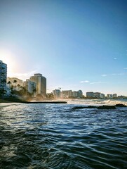 Skyline of San Juan Puerto Rico from a beach 