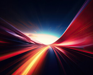 Fototapeta na wymiar Abstract Photo of a Vibrant Red and Blue Tunnel