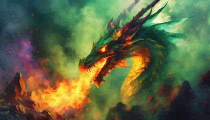 Foto op Plexiglas 火を吹くドラゴン © yu_photo