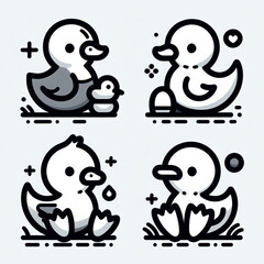set of funny ducks