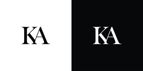 Abstract initial letter KA or AK logo template in black and white color - obrazy, fototapety, plakaty