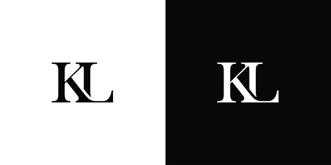 Abstract Initial letters KL or LK linked monogram logo vector in black and white color