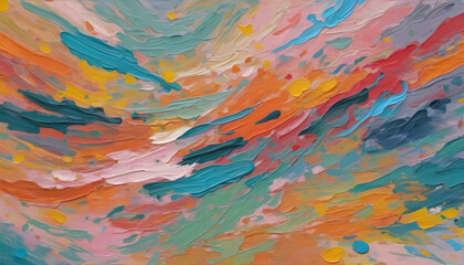 Modern impressionism technique. Wall poster print template. Abstract painting art. Hand drawn by dry brush of paint background texture. Oil painting style created with generative ai