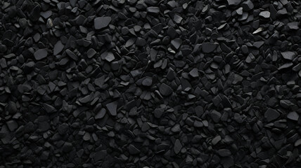 Sharp black rocks, dark stones with sharp angles, pebble, gravel background texture, black and white