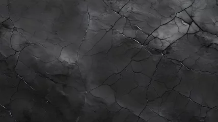 Fotobehang Black stone grunge background, dark grey rock texture with cracks, cracked concrete 3D texture, natural slate texture with pattern,  © GrafitiRex