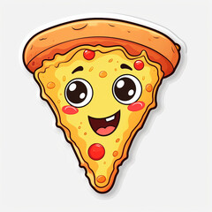 cute pizza slice cartoon sticke