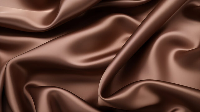 brown silk, chocolate silky fabric, satin cloth, close-up picture of a piece of cloth, waves of fabric, fashion, luxury fabric, background texture, fabric texture,