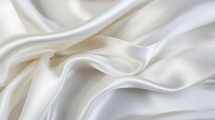 white silk, silver silky fabric, satin cloth, pearl and nacre color, close-up picture of a piece of cloth, waves of fabric, fashion, luxury fabric, background texture, fabric texture, - obrazy, fototapety, plakaty