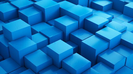 Abstract pattern made of blue cubes, blue abstract background, geometric shapes