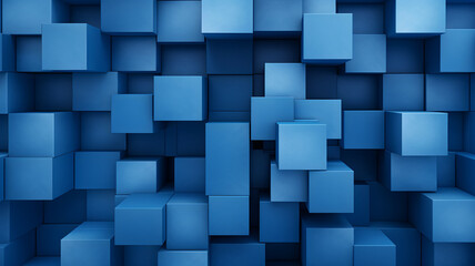 Abstract pattern made of blue cubes, blue abstract background, geometric shapes