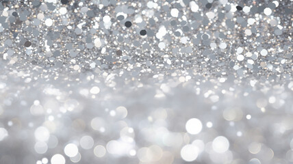 Silver sparkles and glitters, metalic sequins, blurry bokeh of gold rain picture, shiny, very...
