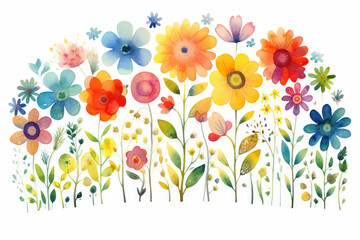 Decorative nature plant blossom floral background design background spring illustration summer watercolor flower