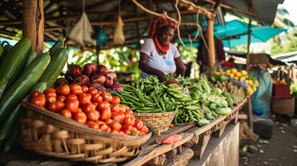 Fototapeta na wymiar Local farmers proudly presenting their fresh produce, AI Generated