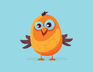funny orange bird cartoon vector on an isolated background